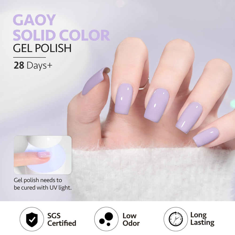 GAOY esmalte gel lila pastel con base y top para brillo duradero