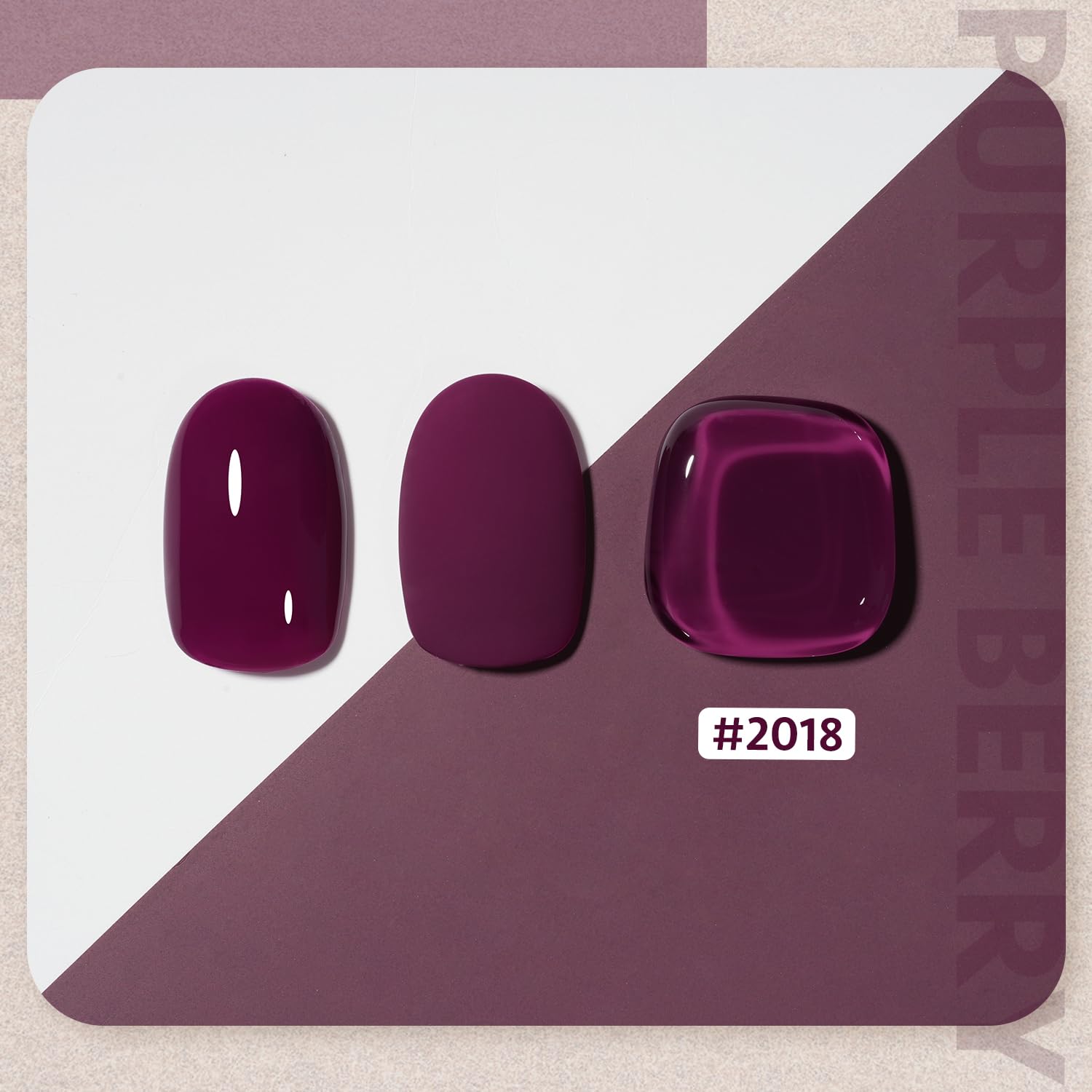 GAOY Esmalte gel morado translúcido con pincel, muestra aplicación suave para uñas.