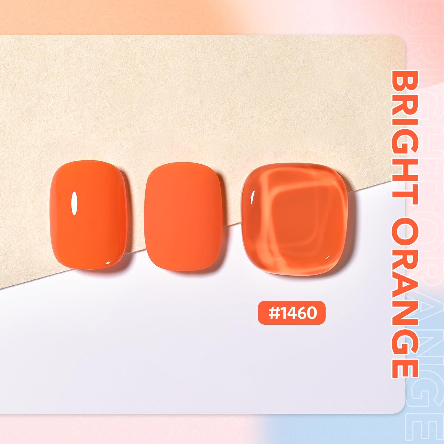 GAOY esmalte gel naranja 1460 aplicado en uñas para color vibrante.