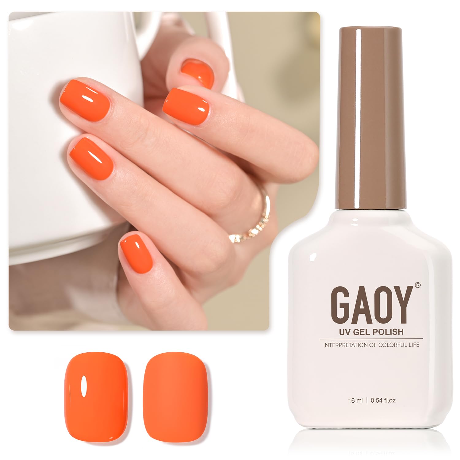 GAOY esmalte gel naranja 1460, botella de 16 ml para manicura duradera.