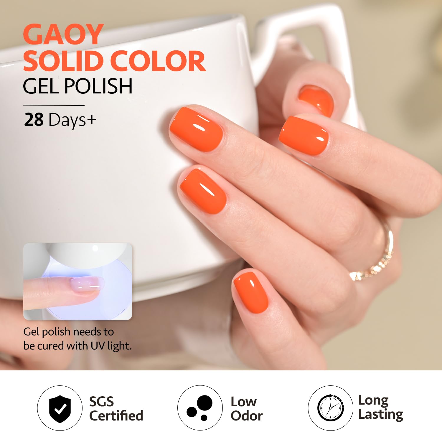 GAOY esmalte gel naranja 1460 envase cómodo para uso doméstico.