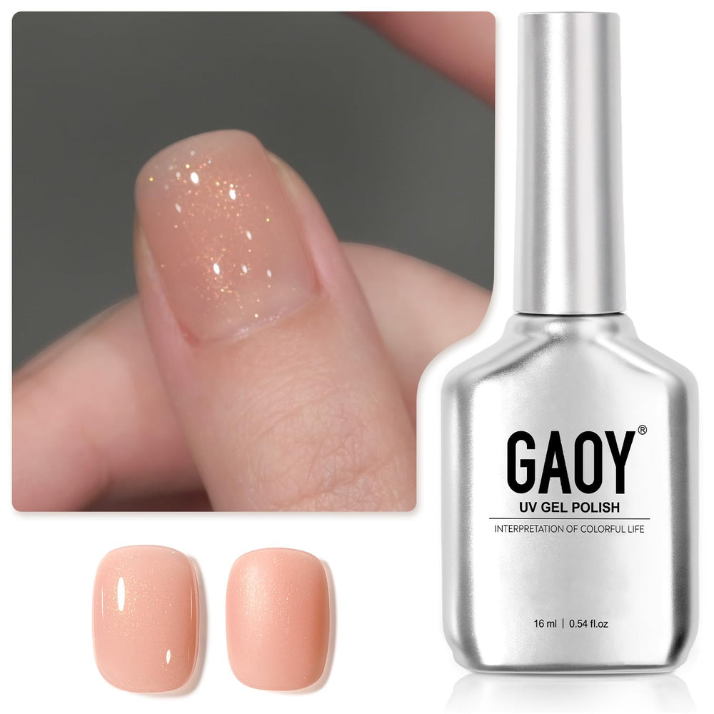 GAOY Esmalte gel neutro translúcido en botella para uñas elegantes.