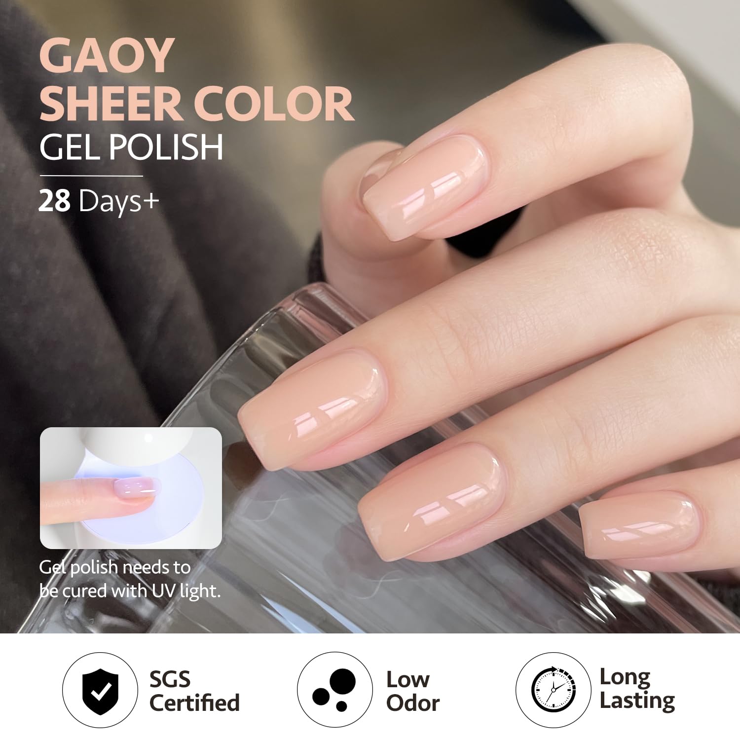 GAOY Esmalte gel nude 16 ml acabado jelly brillante y duradero.