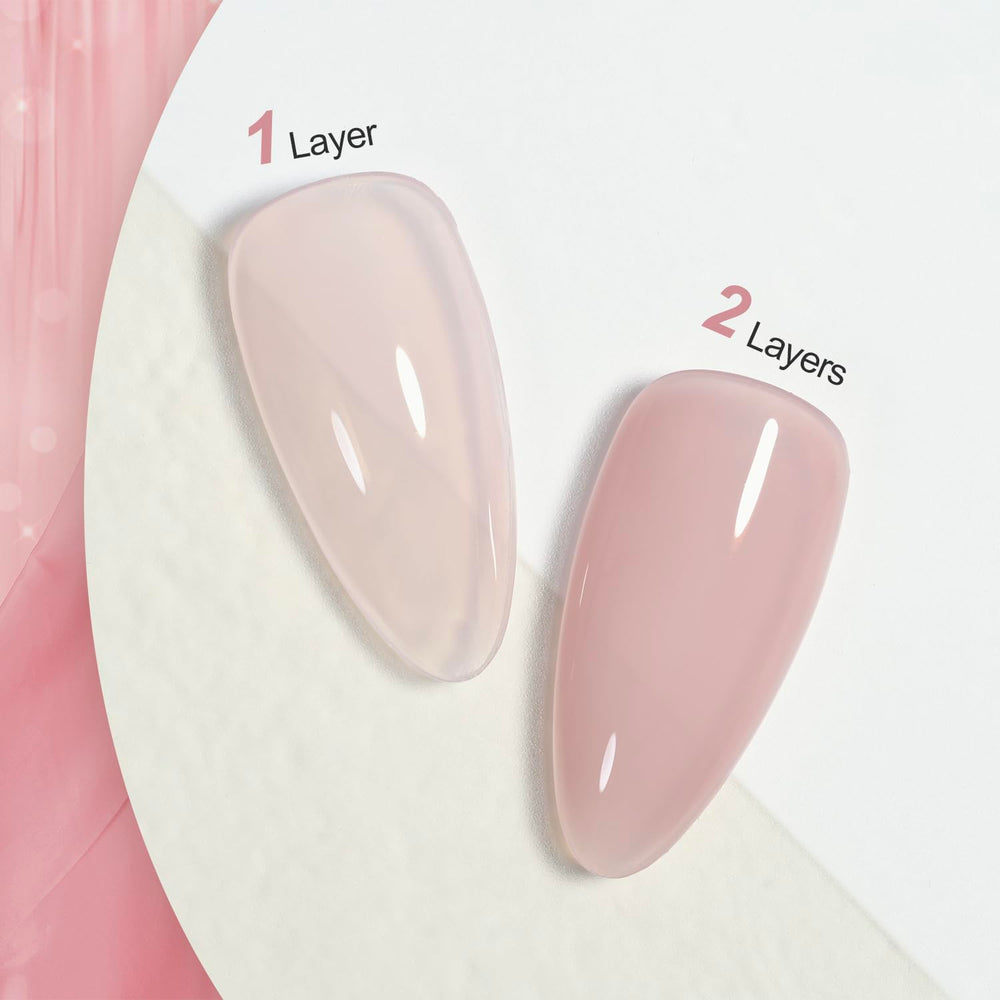 GAOY gel tono rosa translucido muestra capas para tono suave o intenso.