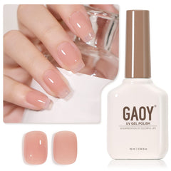GAOY gel nude translúcido 1301, botella de 16 ml para manicura en casa con acabado translúcido.