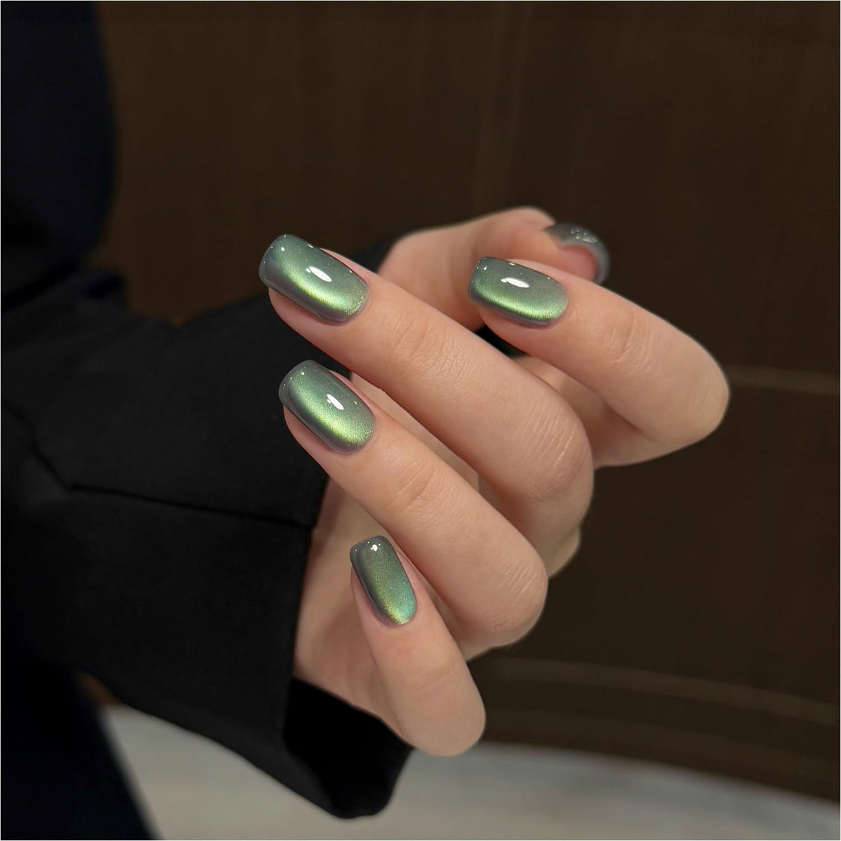 GAOY es esmalte gel ojo de gato verde 3898 Mossy Glade con efecto holográfico para uñas