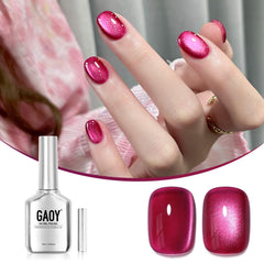 GAOY Esmalte gel ojo de gato rosa en botella, brillo sedoso.