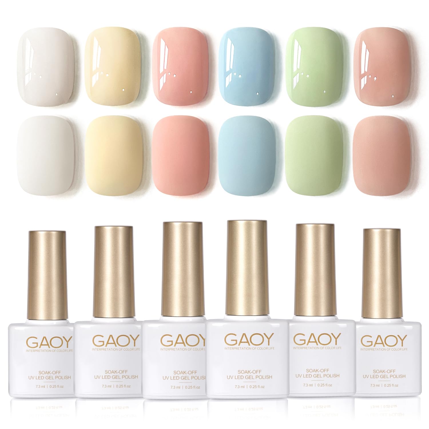 GAOY esmalte gel pastel primavera en 6 colores para manicura en casa.