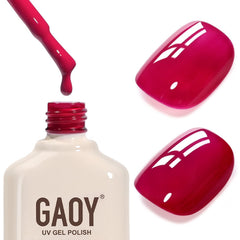 GAOY esmalte gel rojo rosa medianoche en botella para manicuras en casa.