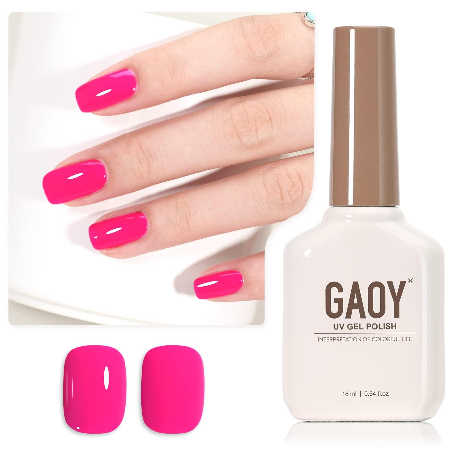 GAOY Esmalte Gel Rosa 1527 en bote, color vibrante para manicura duradera en casa.