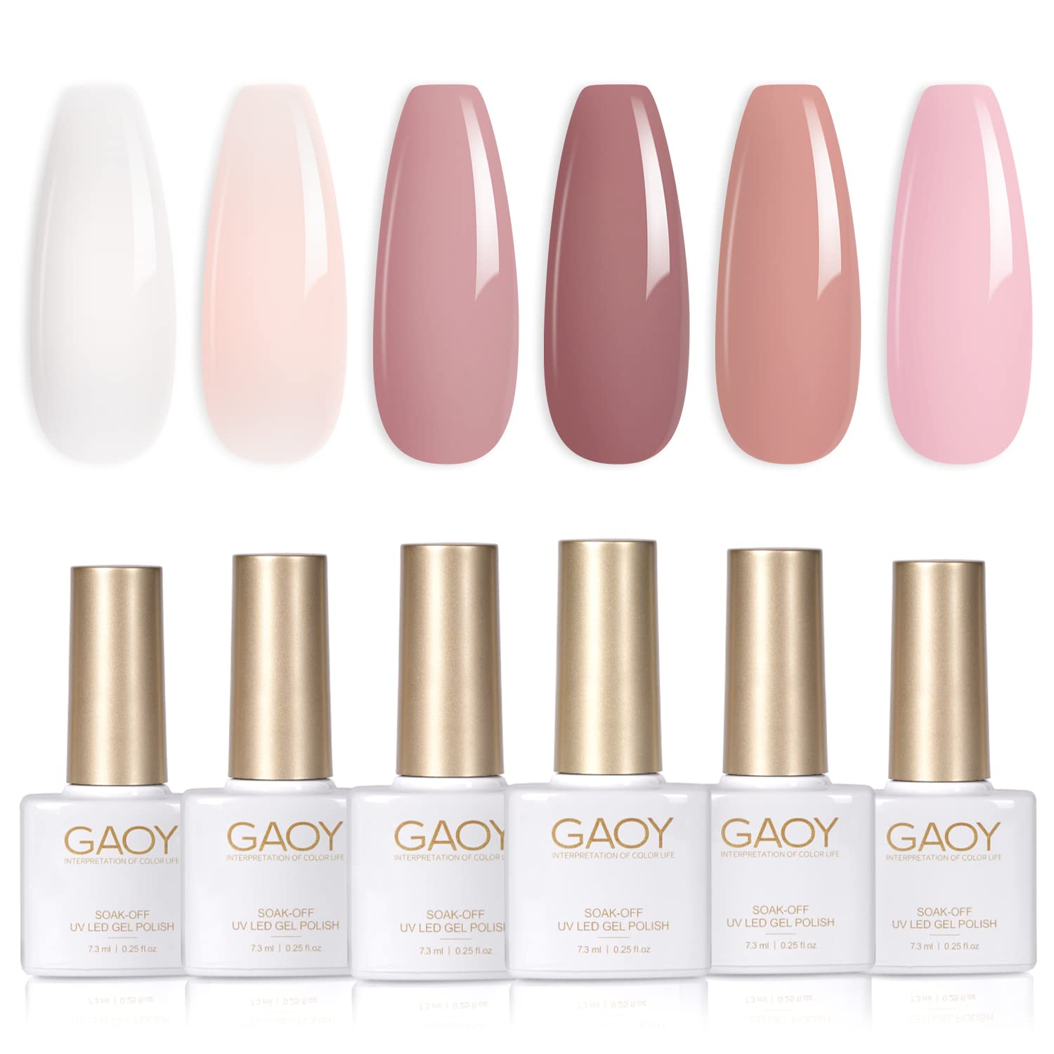 GAOY esmalte gel rosa neutro, acabado elegante para uñas en casa.