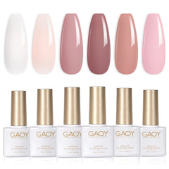 GAOY esmalte gel rosa neutro, acabado elegante para uñas en casa.