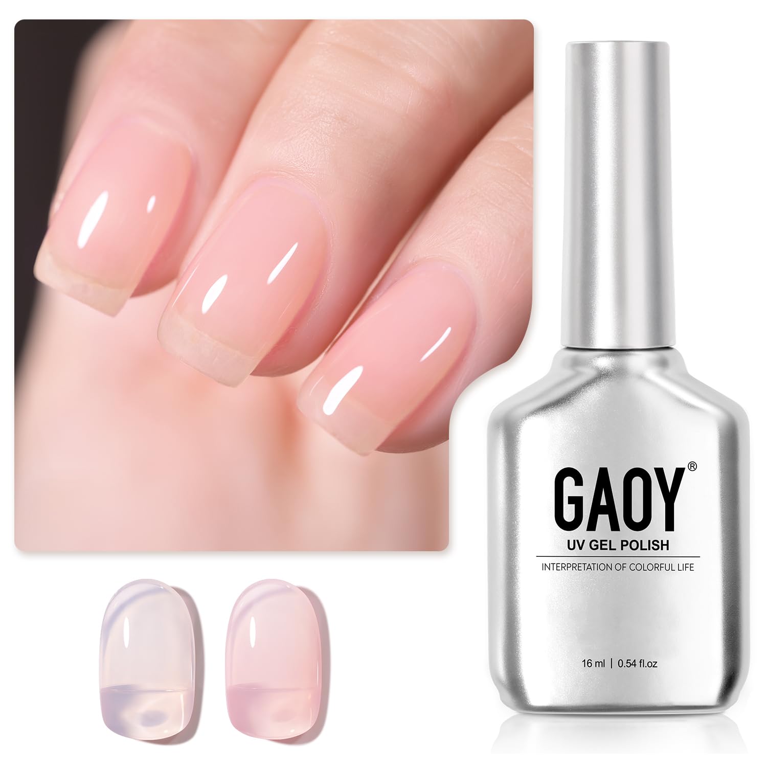 GAOY Esmalte gel translúcido 16 ml: acabado suave para uñas en casa.