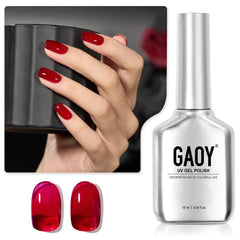 GAOY Esmalte gel Sheer Red en bote de 16 ml para uso doméstico en arte de uñas.