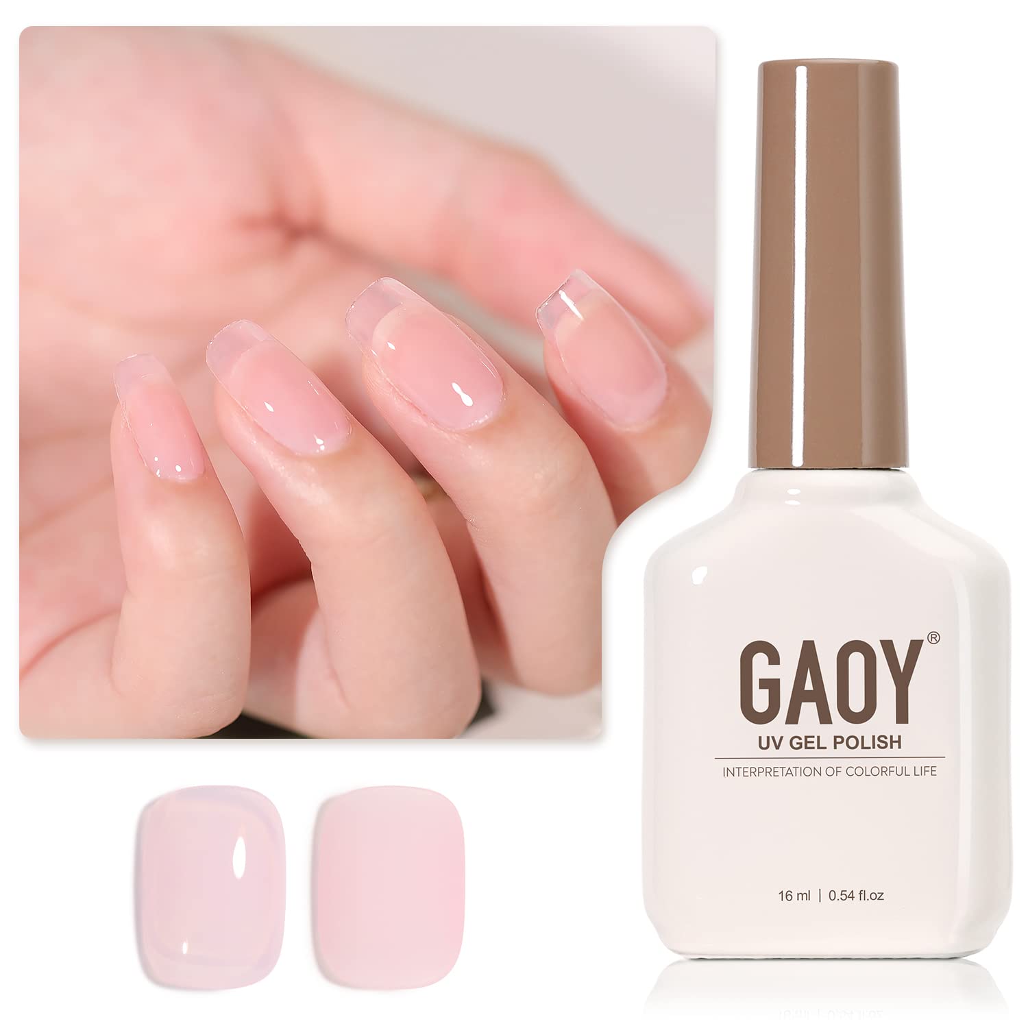 GAOY esmalte gel translúcido rosa intenso en botella de 16 ml para uñas, acabado translúcido.