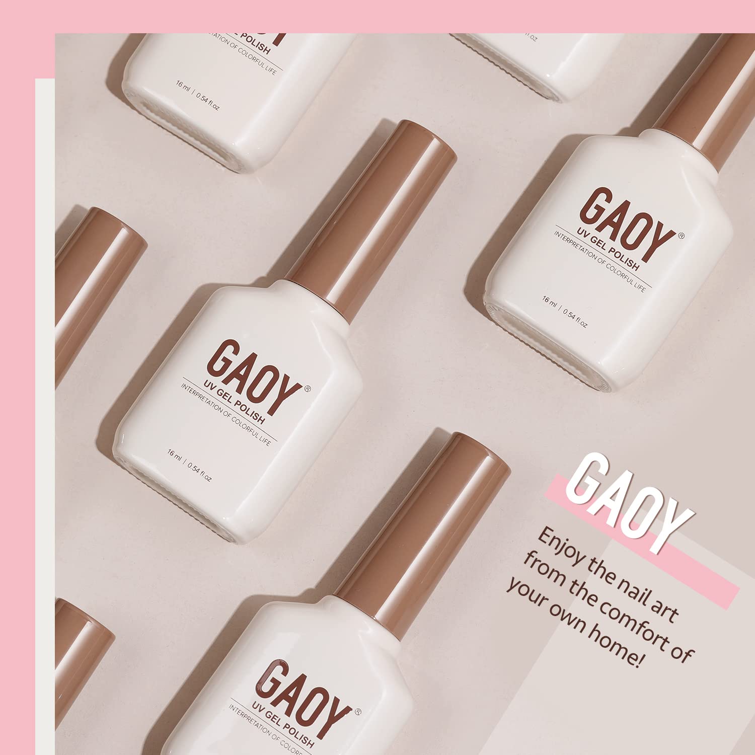 GAOY esmalte gel translúcido rosa intenso, ingredientes seguros y olor suave.