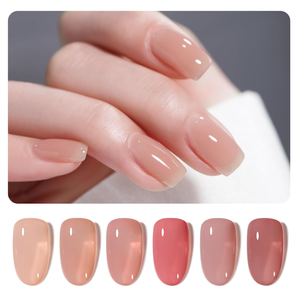 GAOY Esmalte gel translúcido tono neutro, acabado suave para uñas elegantes