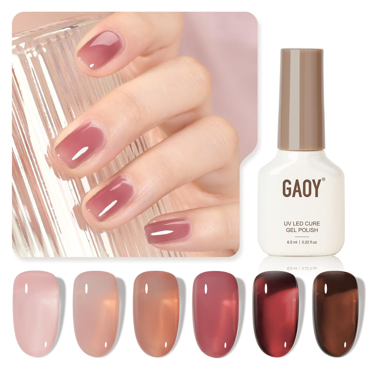 gaoy esmalte gel translúcido Jardín de Rosas, ideal para manicura suave en casa