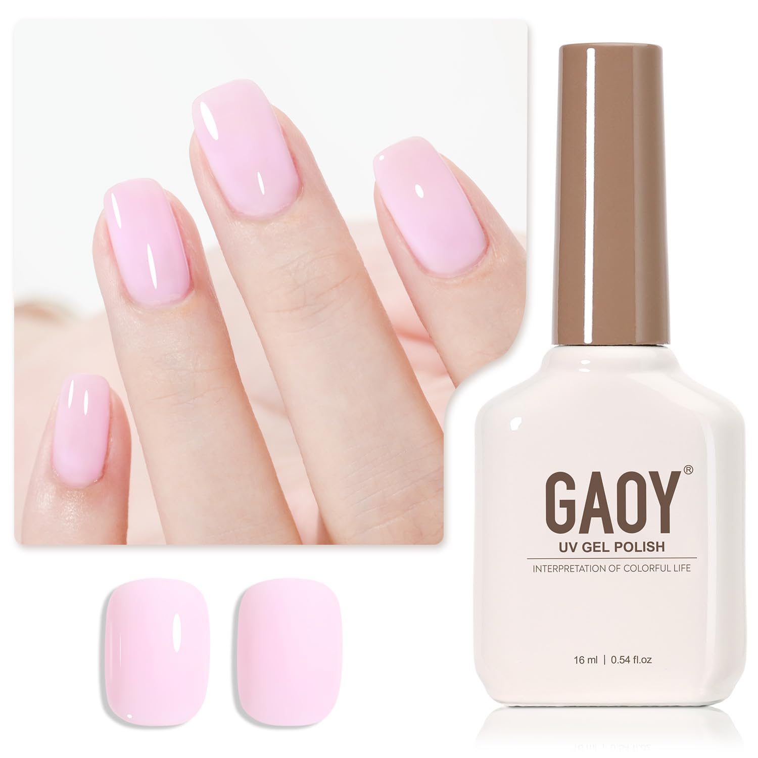 GAOY esmalte gel rosa bebé para uñas, acabado suave y uso doméstico.