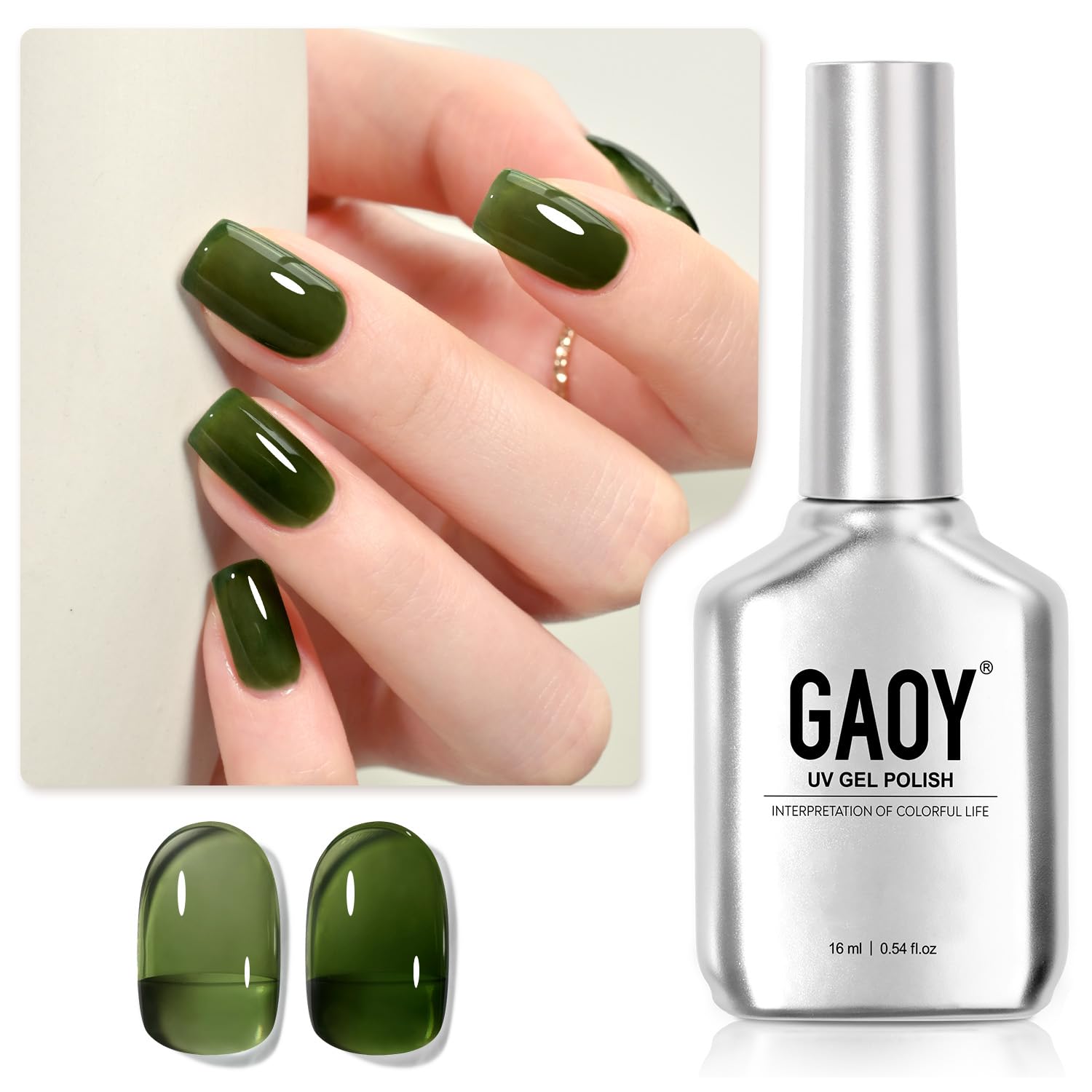 GAOY Jelly Gel para Uñas verde Everglade en botella, ideal para empezar en casa.