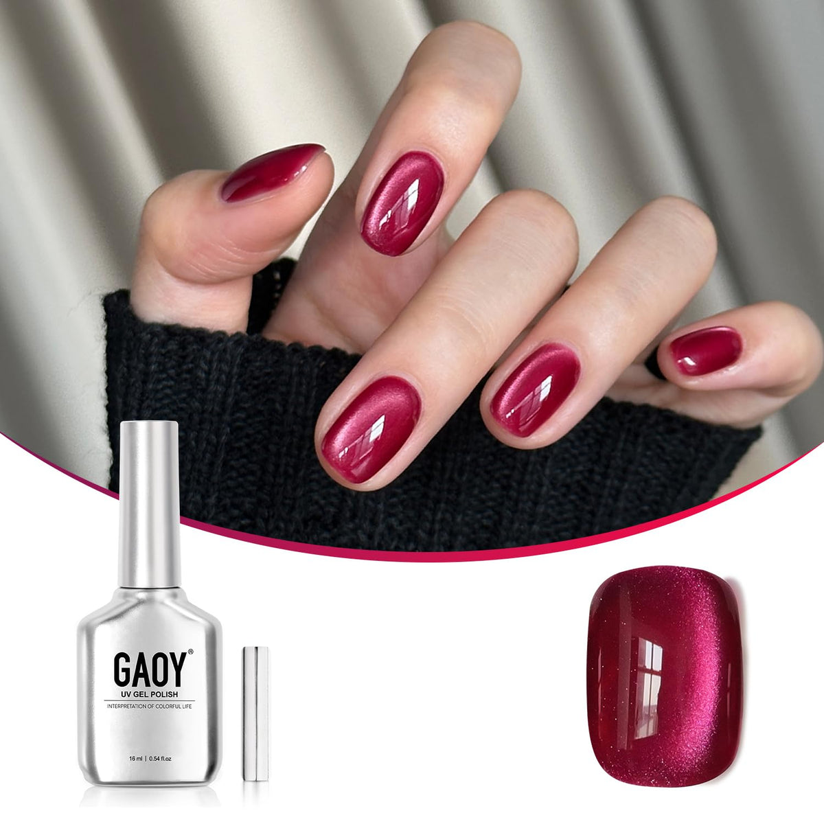 GAOY esmalte ojo de gato: botella con brillo iridiscente para uñas.