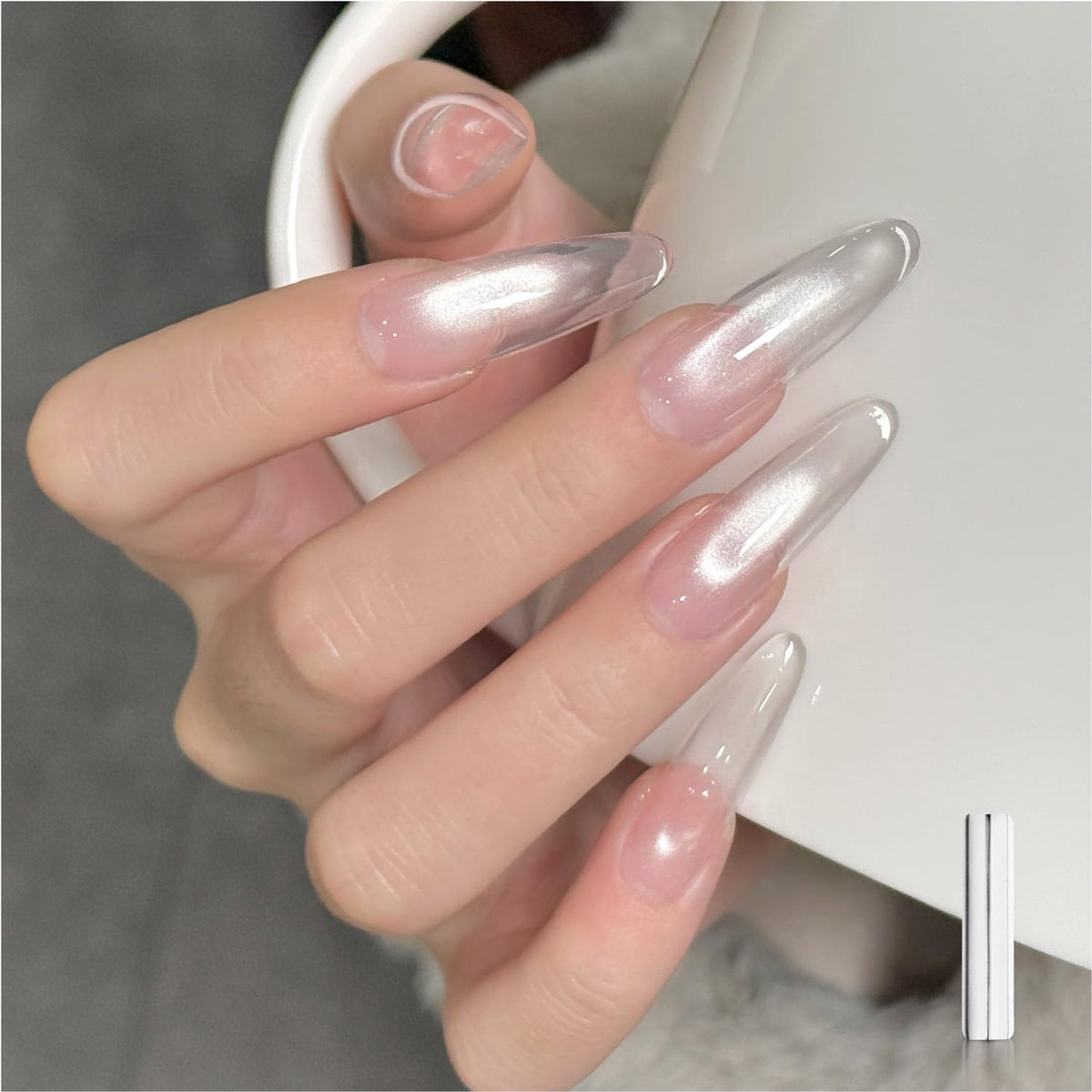 GAOY esmalte de gel ojo de gato plateado para uñas brillantes