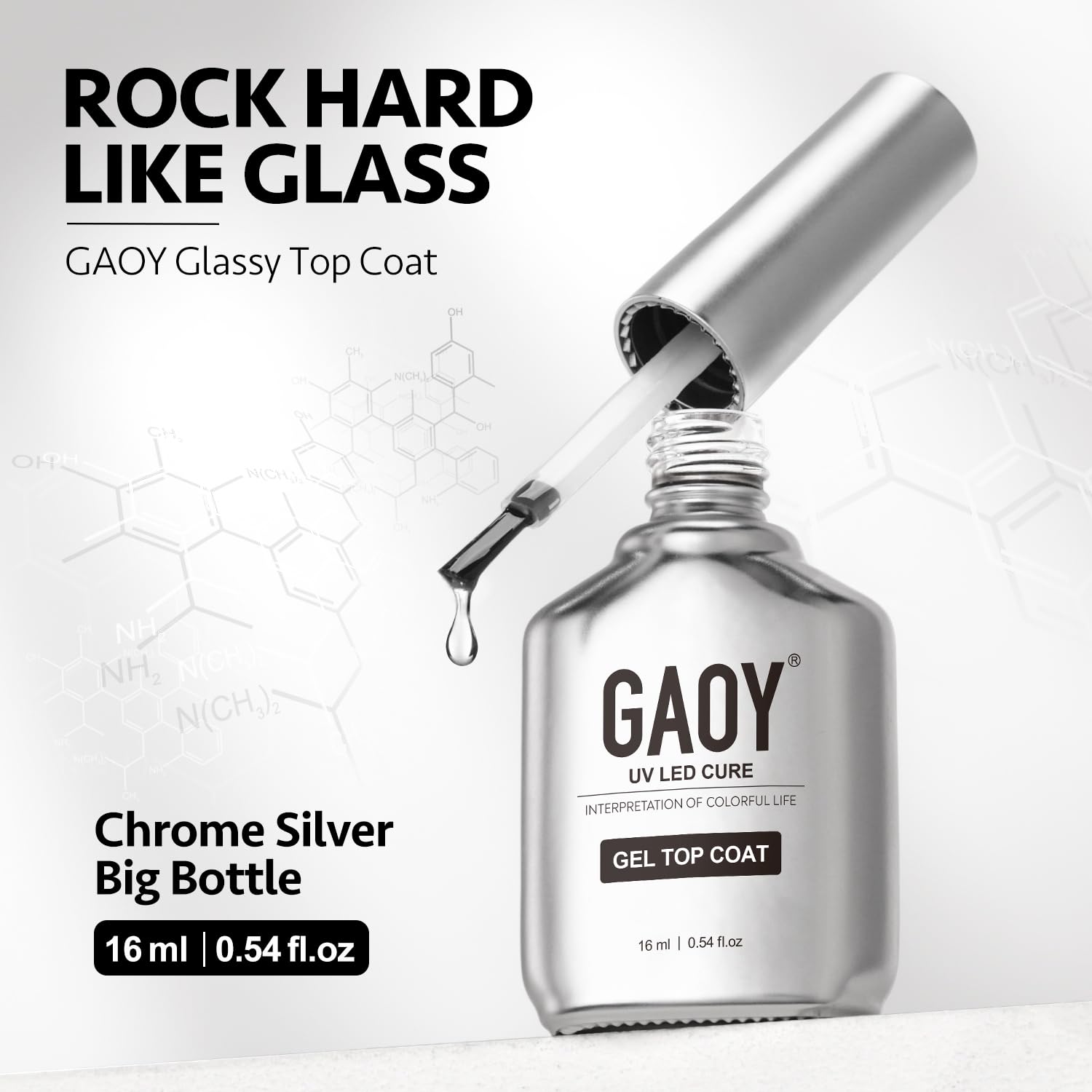 GAOY frasco gel 16 ml con acabado cromado plateado elegante
