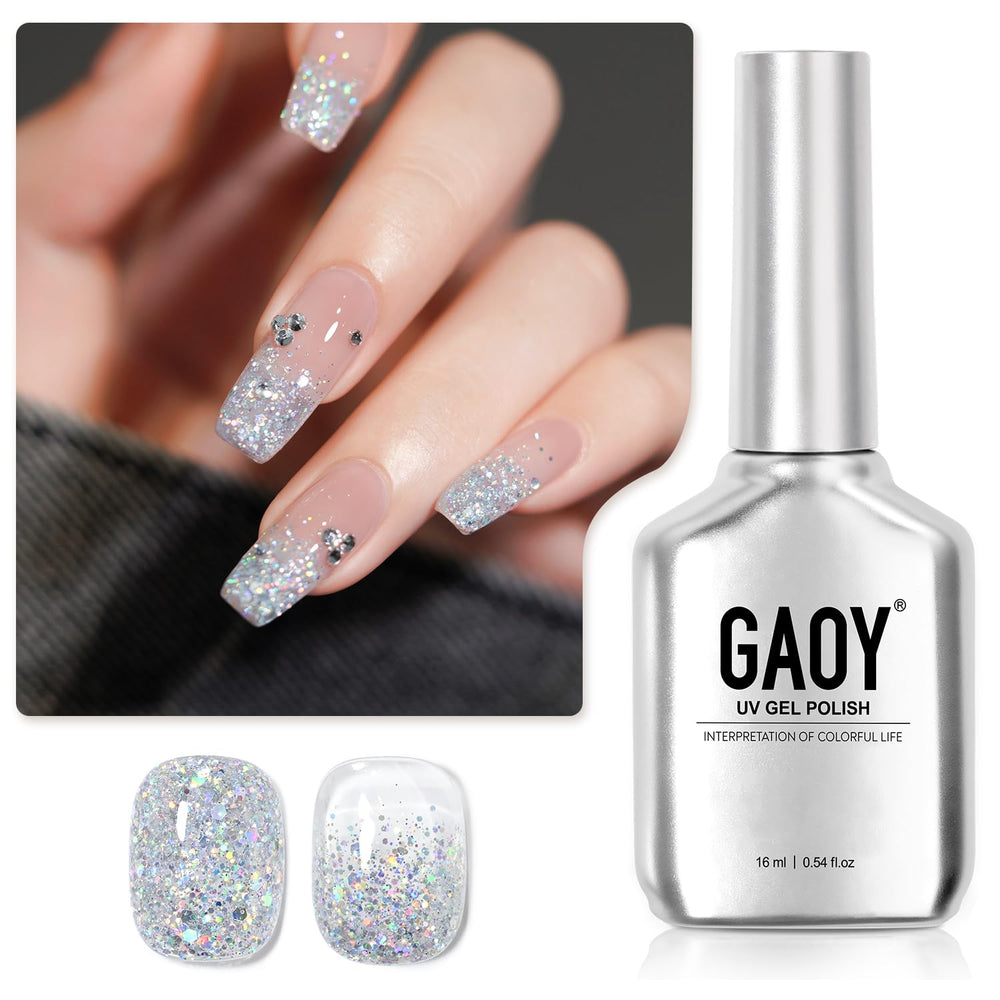 GAOY Vía Láctea: gel con brillo plateado para uñas