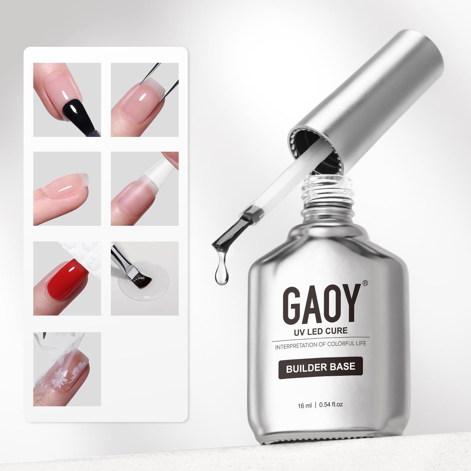 GAOY gel constructor claro en envase de 16 ml para uñas reforzadas