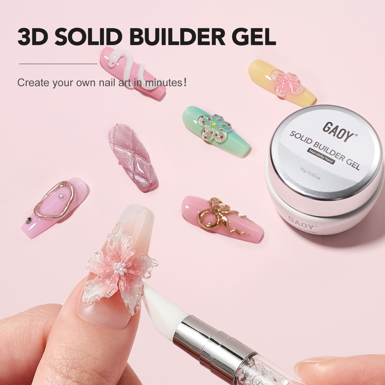 GAOY gel constructor sin pegajosidad, aplicación limpia y rápida.