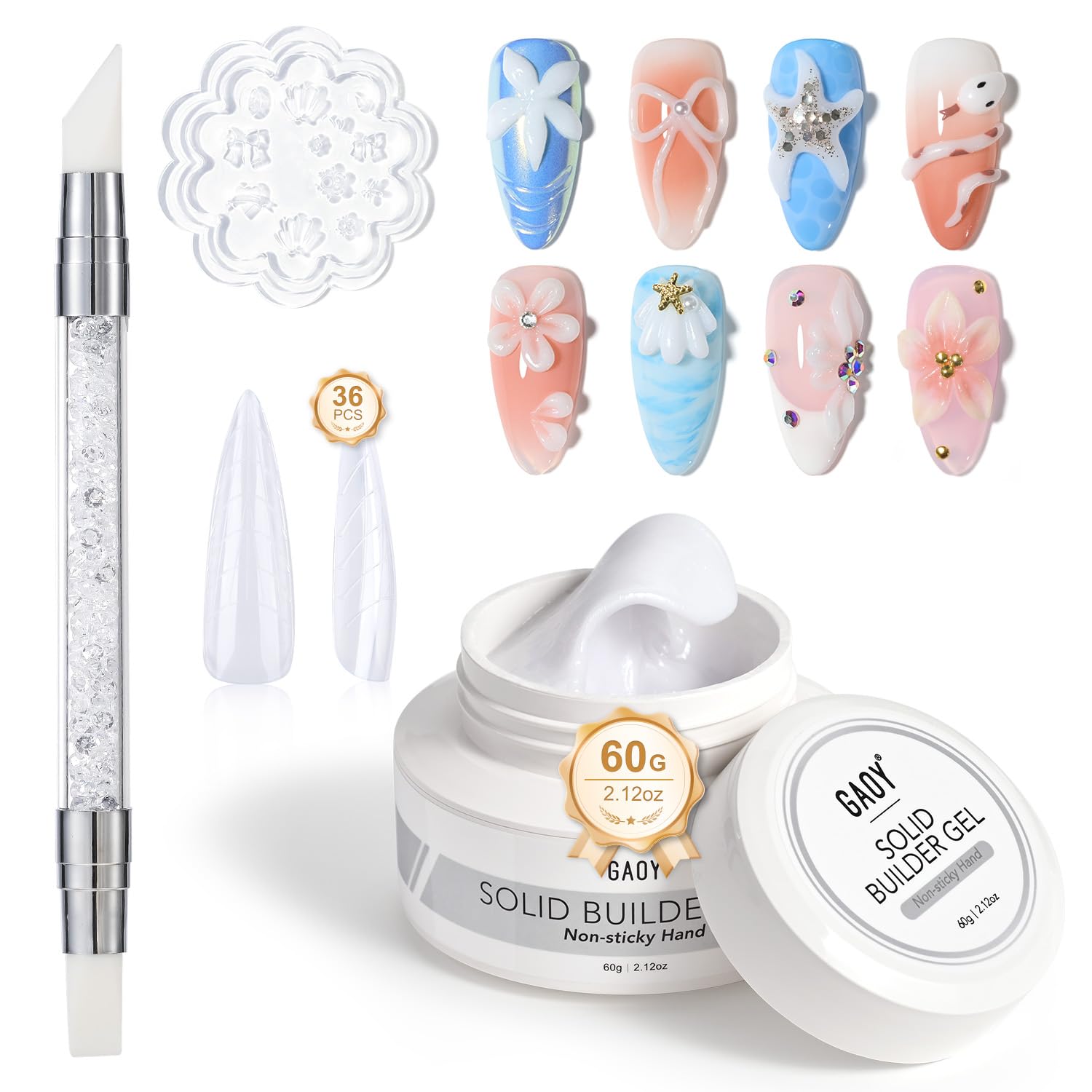 GAOY gel constructor sólido blanco, textura lisa para uñas limpias