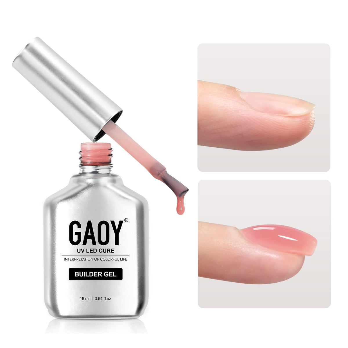 GAOY gel de construcción en botella rosa 1965 para uñas más fuertes.