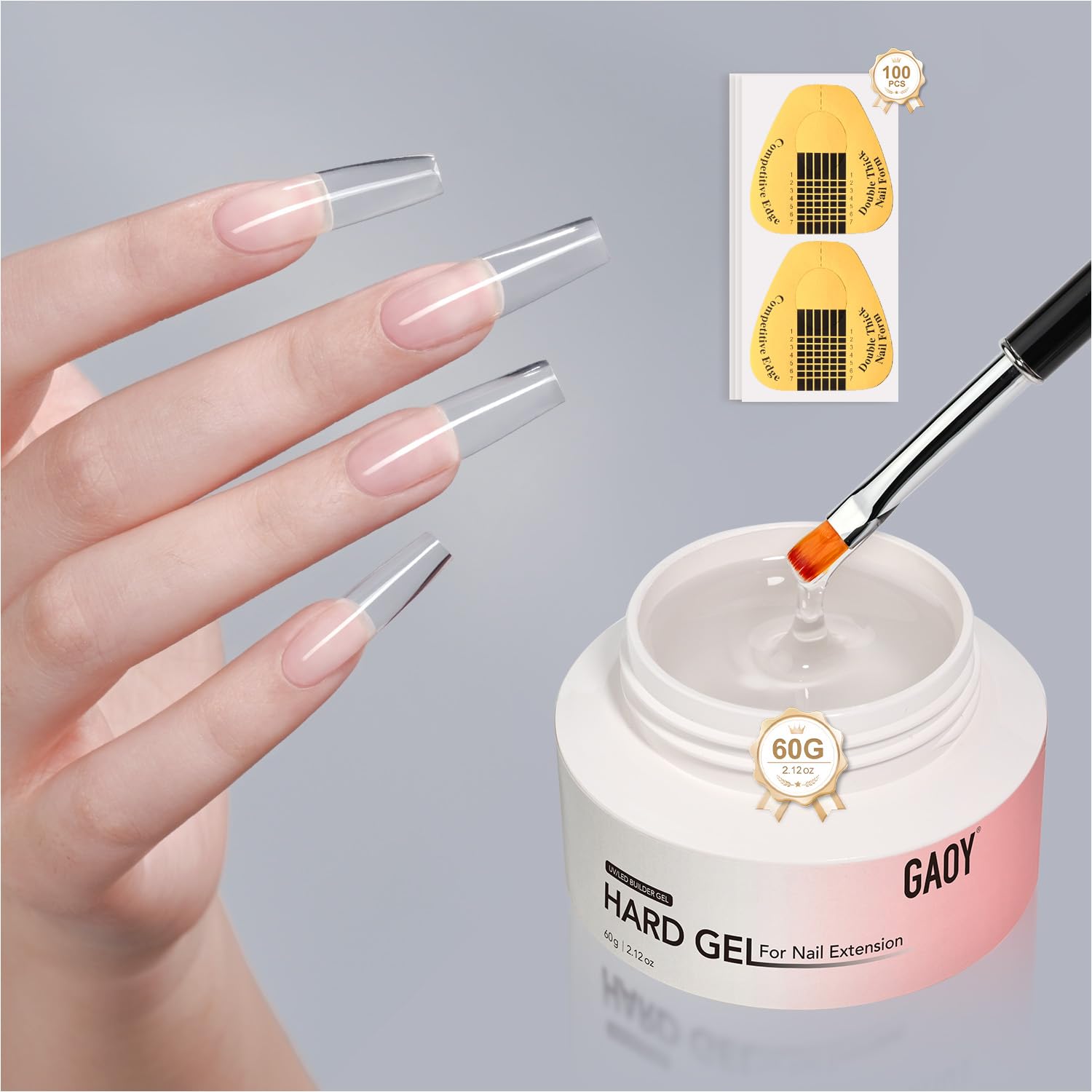 GAOY gel de extensión transparente para uñas naturales y duraderas.