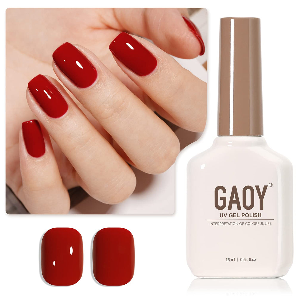 GAOY gel rojo rubí 1154 en botella, color intenso para manicura en casa.