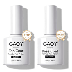 GAOY gel top coat y base coat conjunto brillo vidrio para uñas con terminado liso y duradero