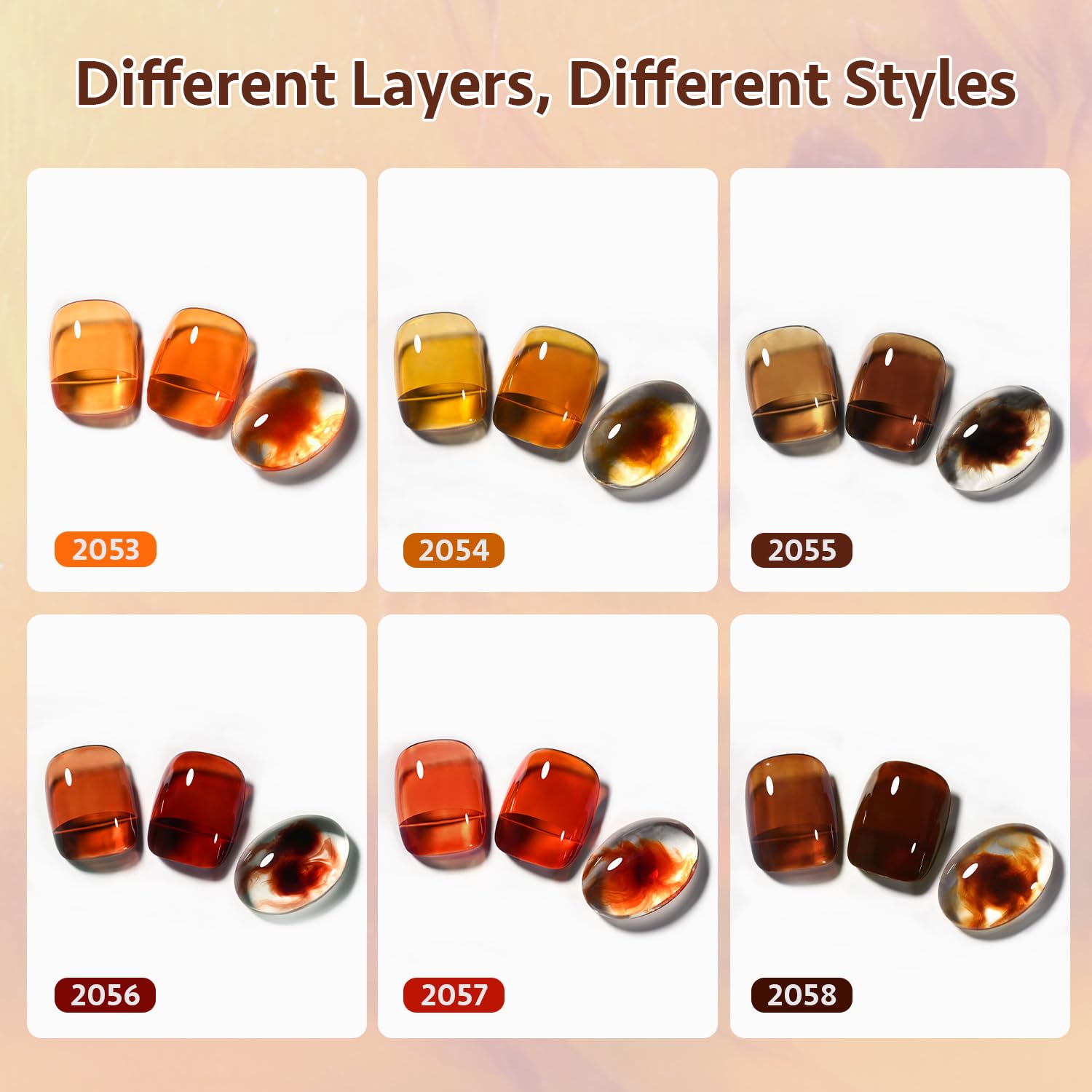 GAOY seis colores translucidos para uñas, variedad para combinar estilos