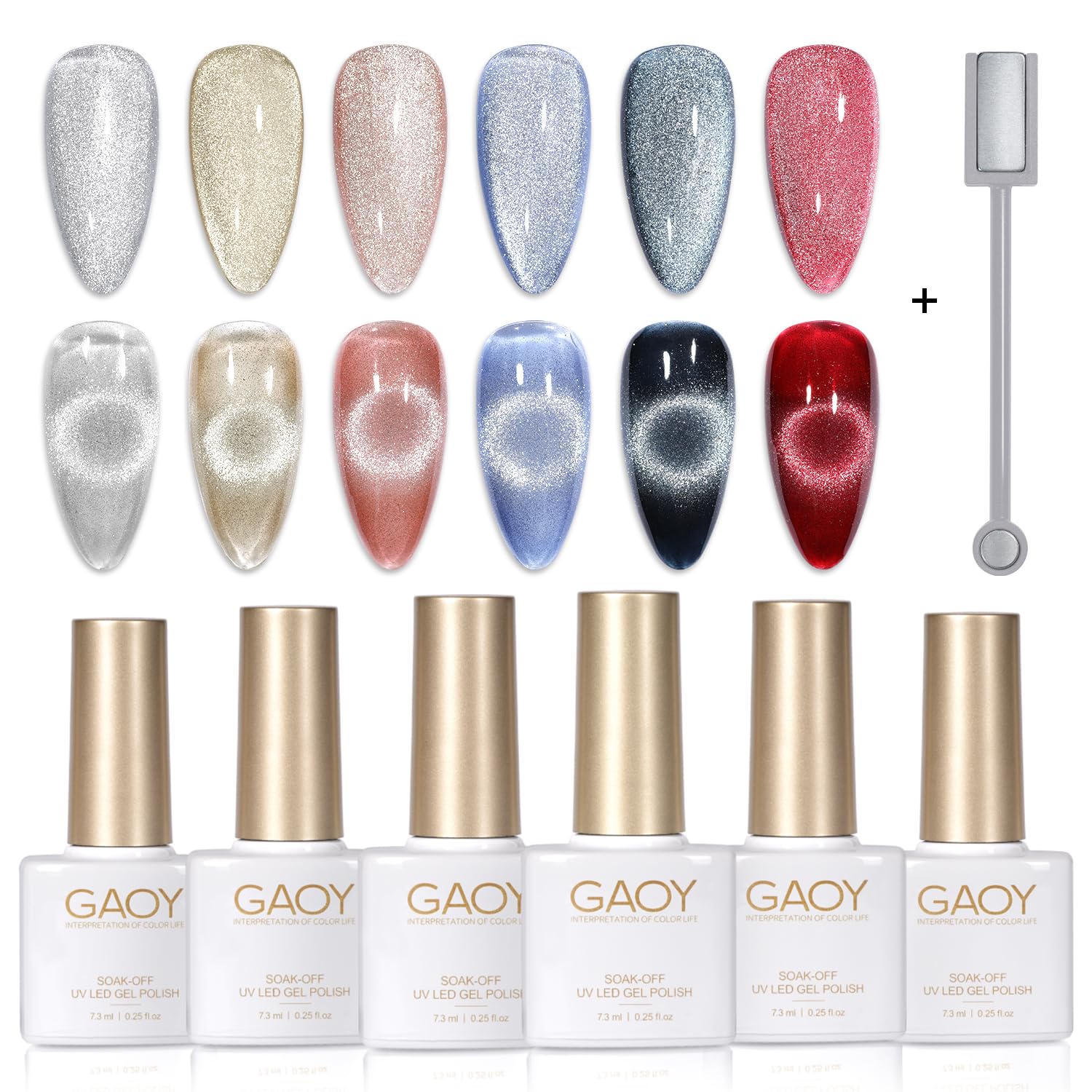 GAOY gel uñas cat-eye holográfico para manicura casera duradera