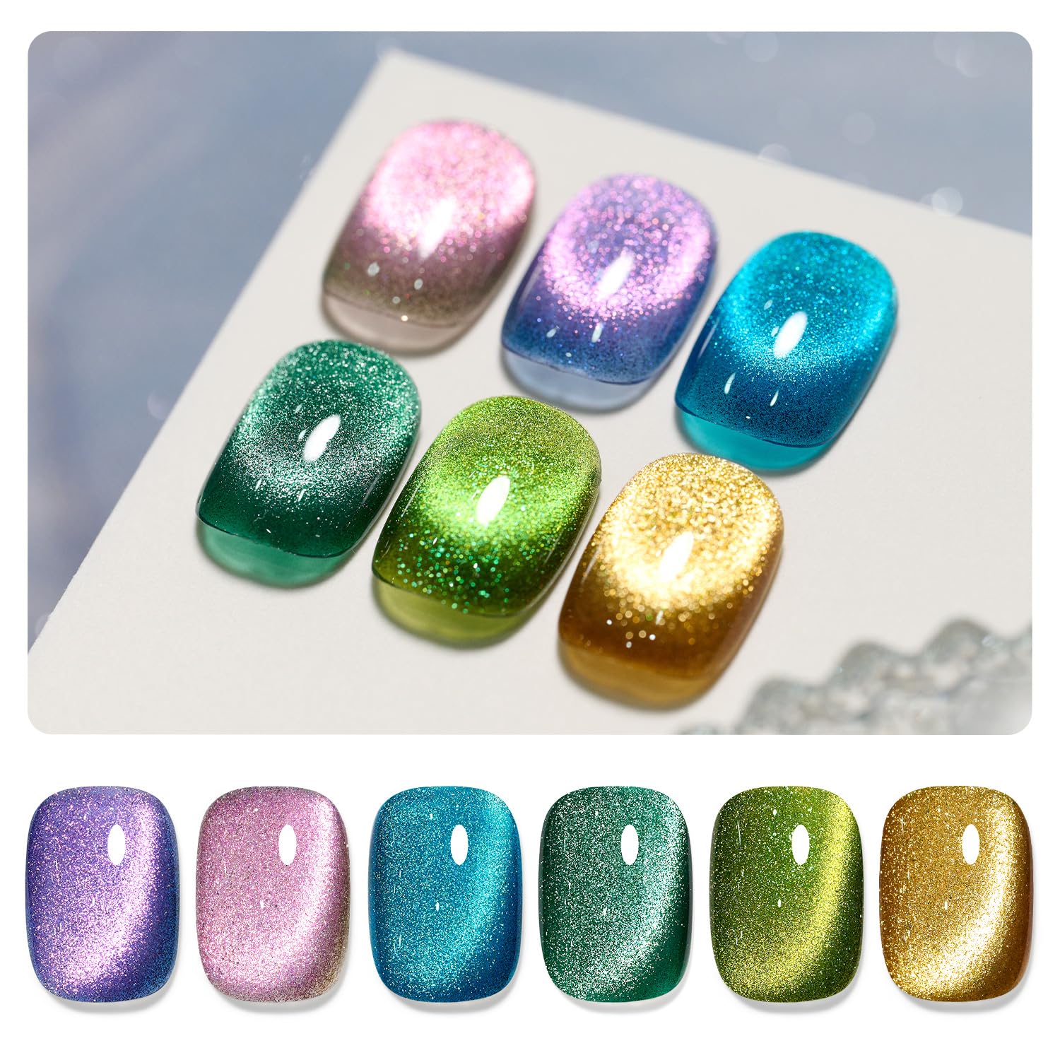 GAOY Gel uñas ojo de gato brillo uniforme para manicura duradera
