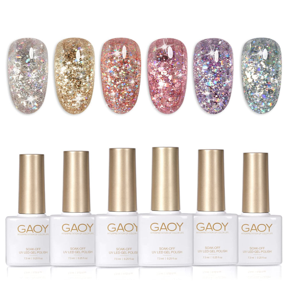 GAOY Glitter Pink Nail Polish for a shimmering at-home manicure