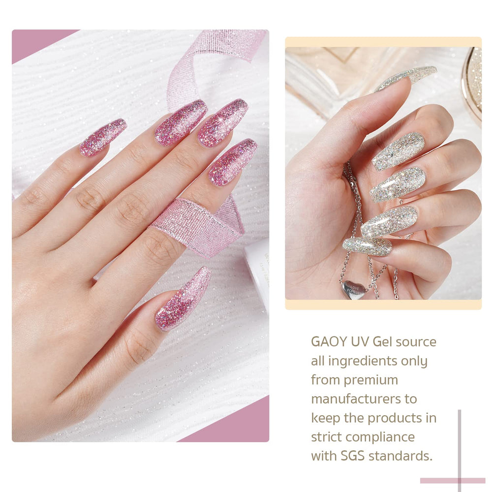 GAOY Glitter Ruby Negro Glam, tono oscuro para uñas elegantes y duraderas.