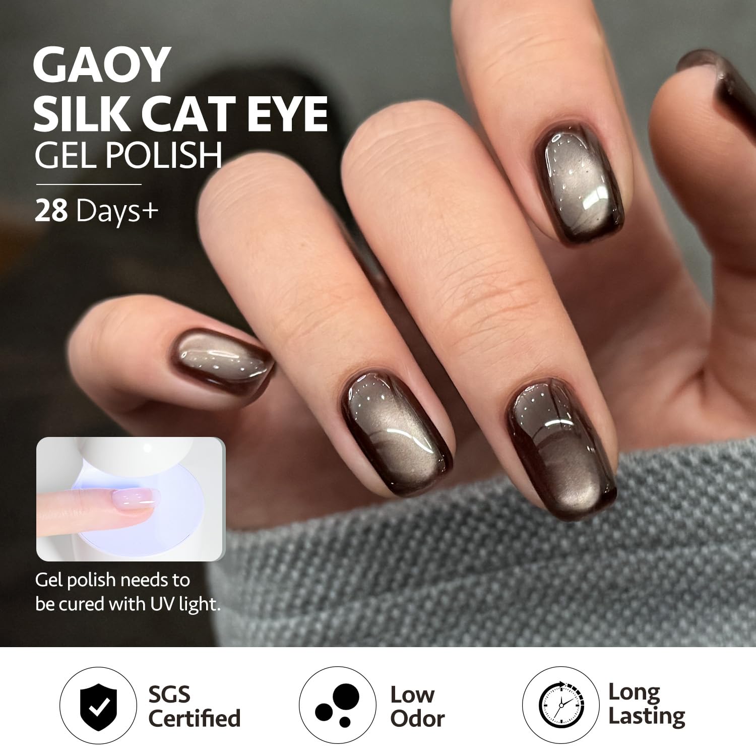 GAOY Jelly Black Cat Eye, destellos holográficos en cada capa