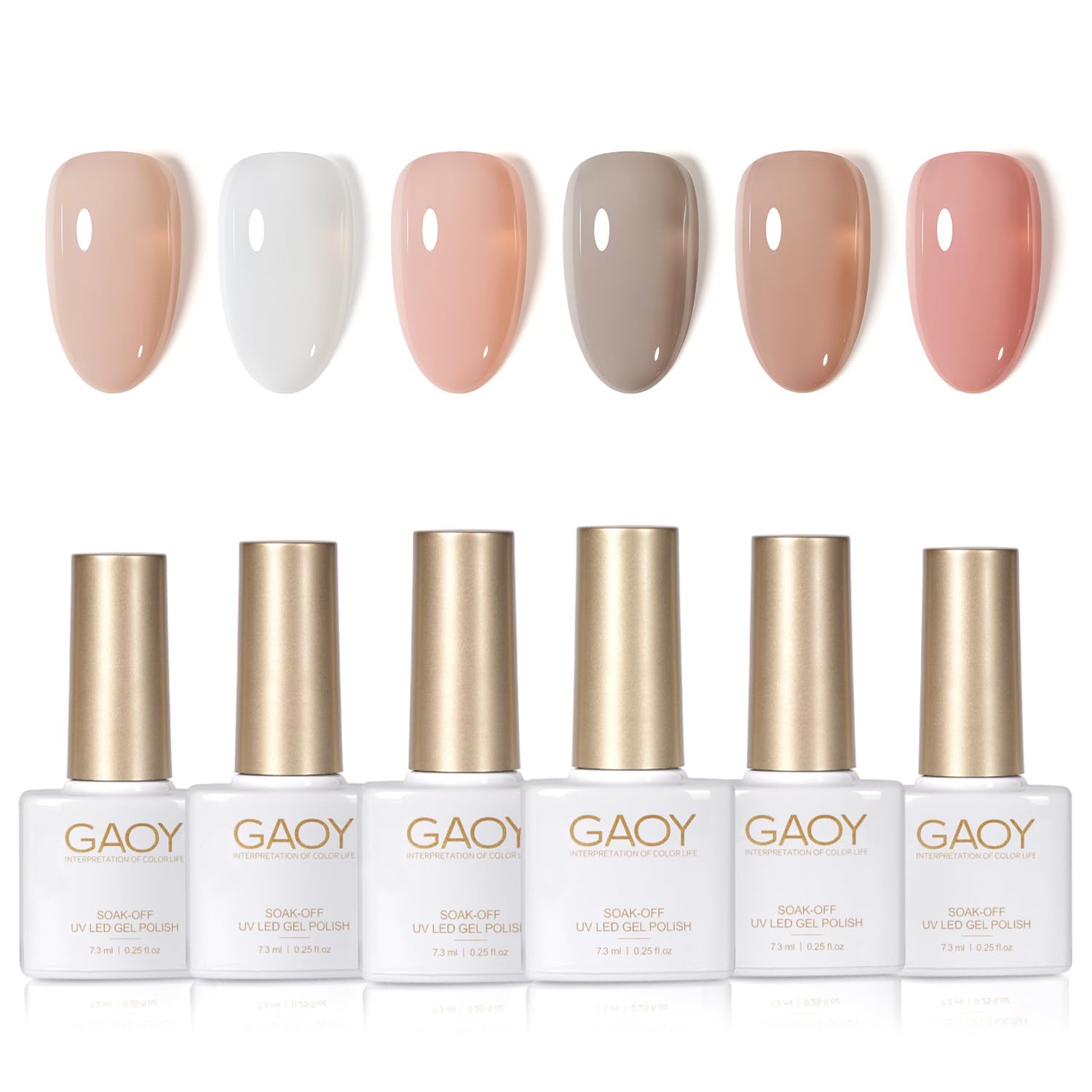 GAOY Jelly blanco-rosa: botellas de gel translúcido para uñas elegantes.