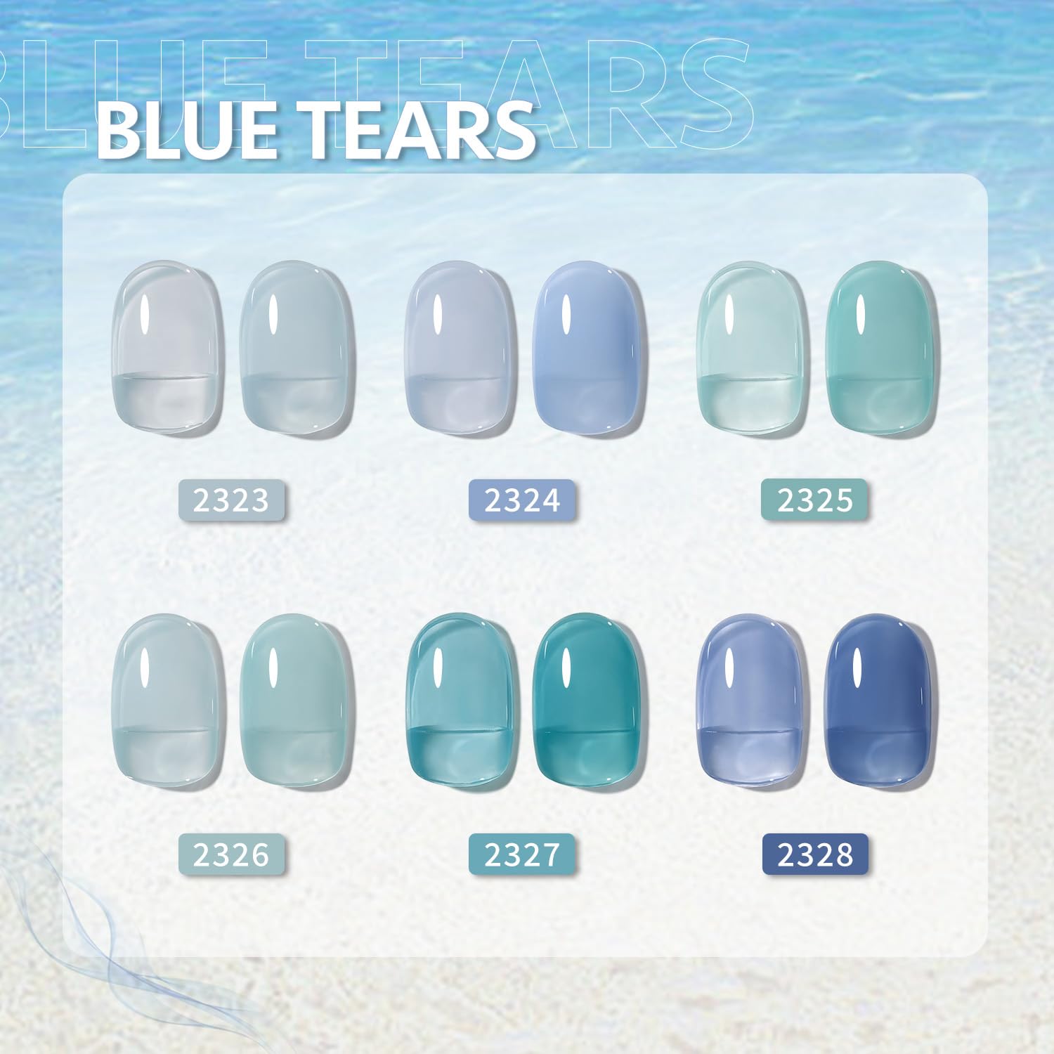 GAOY Jelly Blue Gel Polish color 02 swatch for layered sheer-to-opaque builds.