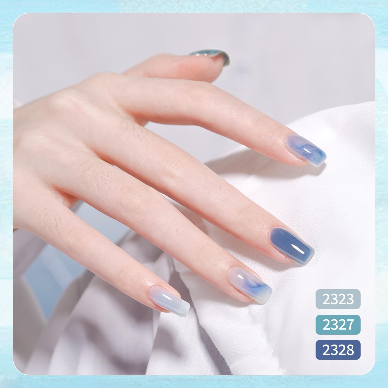 GAOY Jelly Blue Gel Polish color 04 swatch for quick 60-second cure.