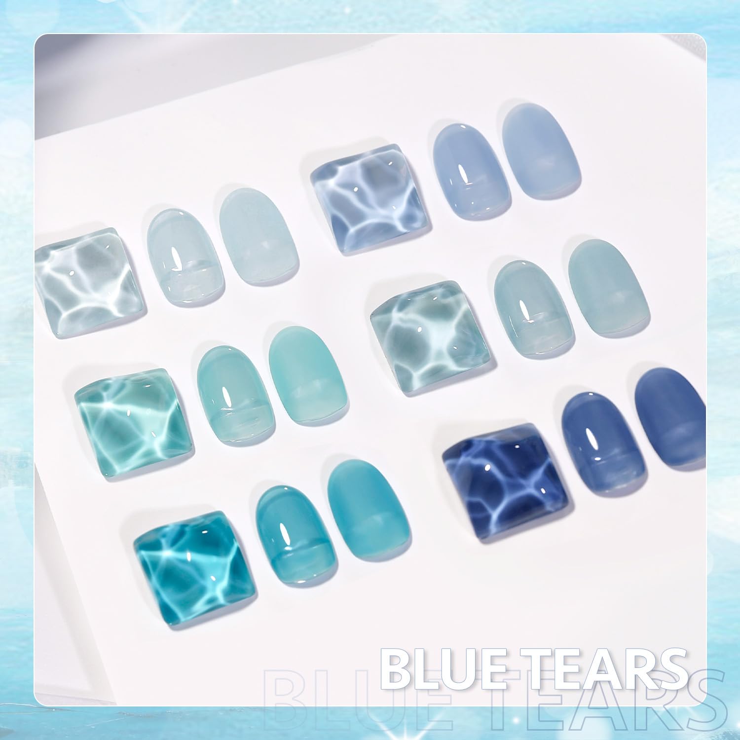GAOY Jelly Blue Gel Polish color 06 swatch for odor-free home nail art.