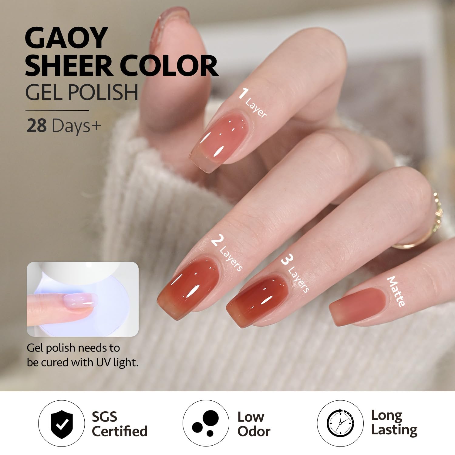 GAOY Jelly Gel color rojo para un look audaz.