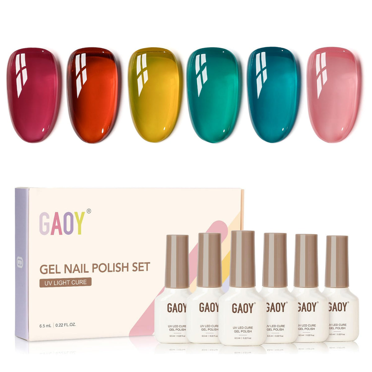 GAOY Jelly Gel esmalte rosa translúcido para acabado suave y brillante.