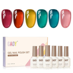 GAOY Jelly Gel esmalte rosa translúcido para acabado suave y brillante.