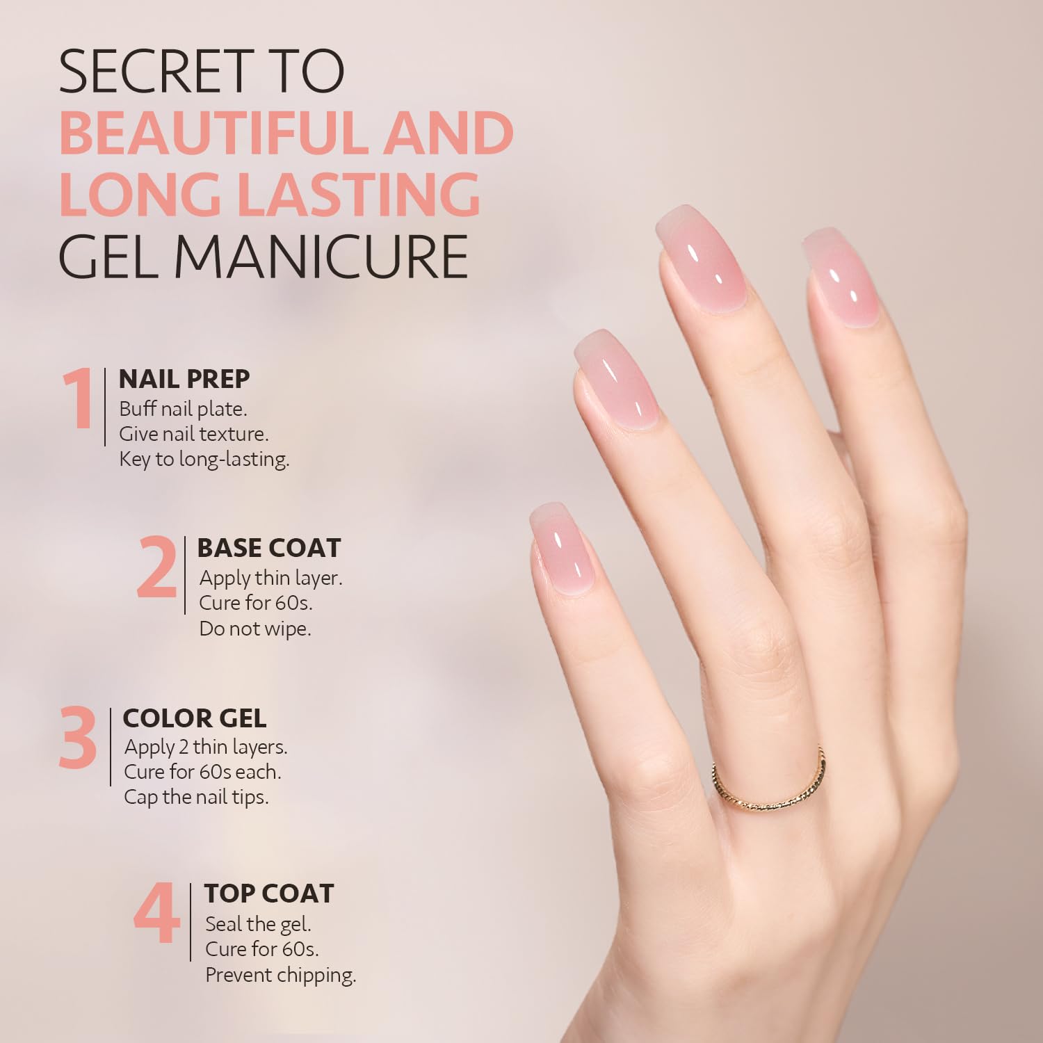 GAOY Jelly Gel set nude para un look discreto y versátil.
