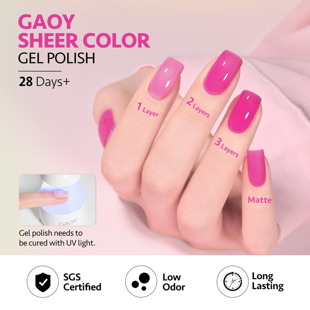 GAOY Jelly Neon Gel esmalte amarillo translúcido para diseños soleados
